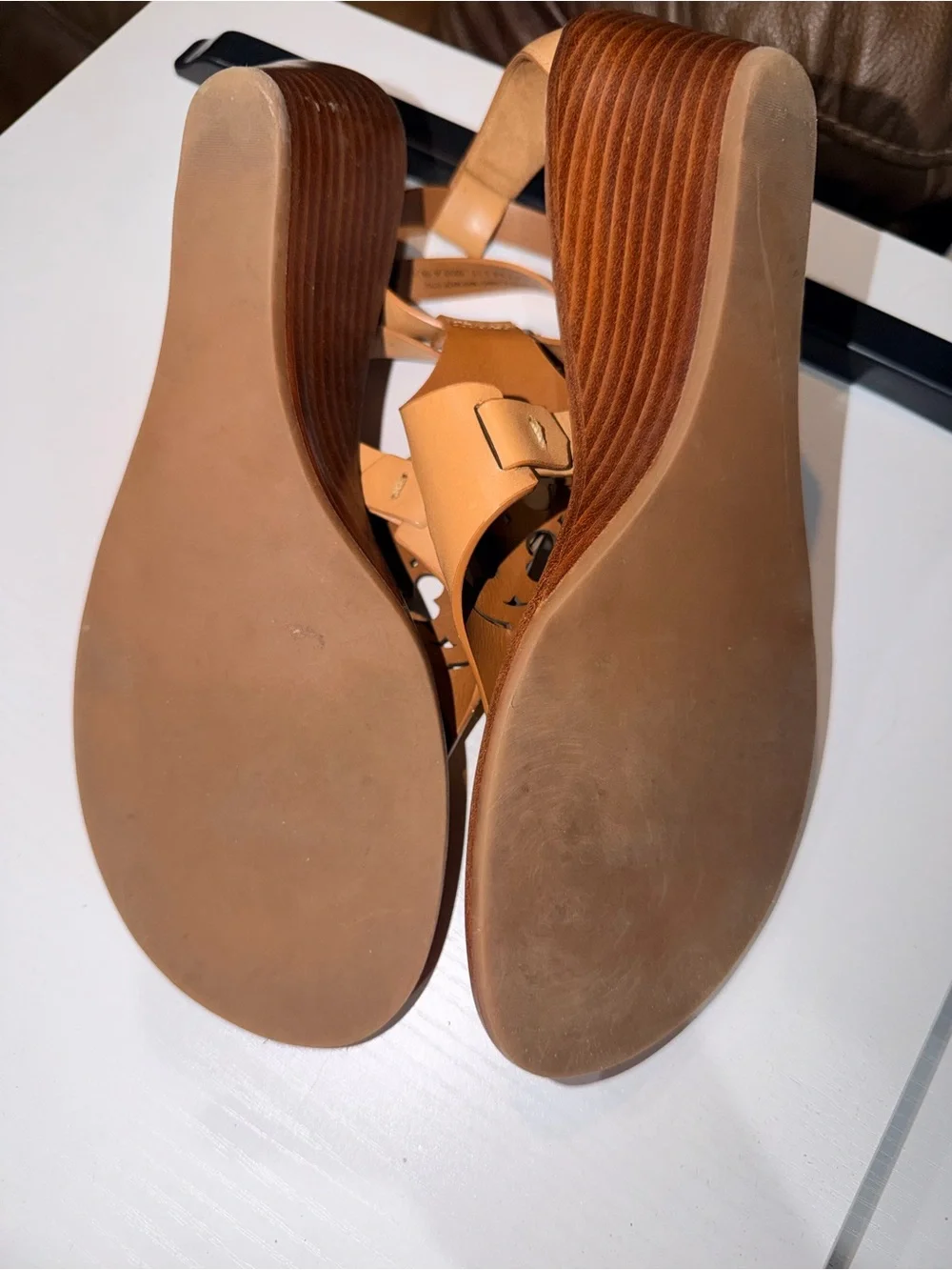 Tory Burch Cognac Leather Cutout Toe-Post Sandals